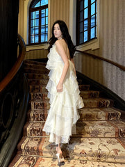 Sexy A Line Halter Neckline Chiffon Ruffles Evening Dress Prom Dresses SD2843