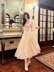 Modest A line V Neckline Lace Ankle Length Evening Dress Prom Dresses SD2846