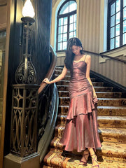 Retro Mermaid Spaghetti Straps Long Length Grape Evening Dress Prom Dresses SD2848