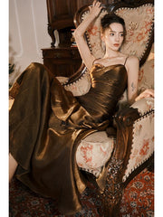 Retro Mermaid Spaghetti Straps Long Length Evening Dress Prom Dresses SD2856