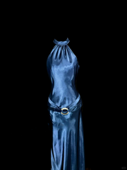 Vintage Mermaid Halter Neck Blue Satin Backless Prom Gown Fairy Prom Dresses SD2905