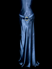 Vintage Mermaid Halter Neck Blue Satin Backless Prom Gown Fairy Prom Dresses SD2905