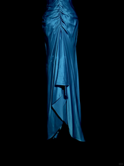 Vintage Mermaid Halter Neck Royal Blue Satin Backless Prom Gown Fairy Prom Dresses SD2907