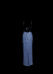 Vintage Mermaid Boat Neck Blue Sequin Backless Prom Gown Fairy Prom Dresses SD2911