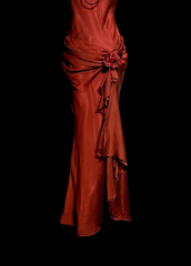 Aesthetic Mermaid Halter Neckline Red Satin Prom Dress Ruffle Long Party Dress SD2912