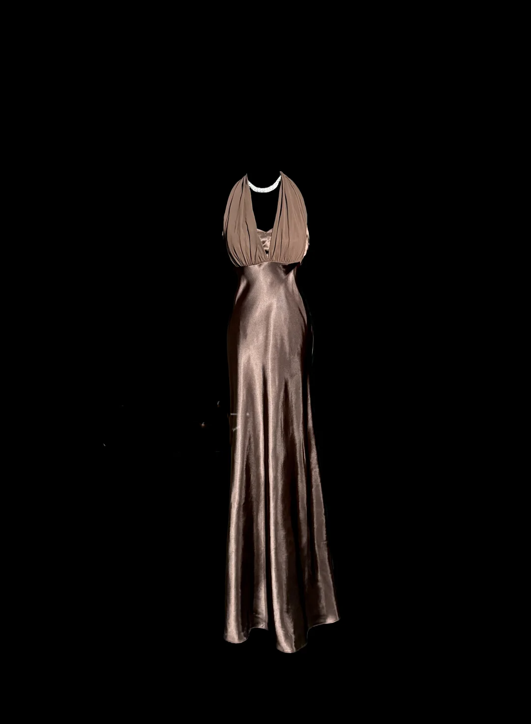 Retro Mermaid V Neckline Chiffon Brown Evening Dress Prom Dresses SD2914