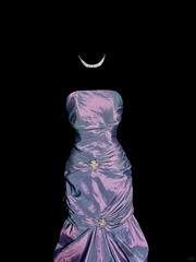 Aesthetic Mermaid Strapless Neckline Grape Taffeta Prom Dress Ruffle Long Party Dress SD2916