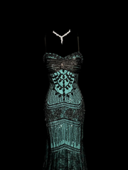 Aesthetic Mermaid Spaghetti Straps Green Prom Dress Long Party Dress SD2919