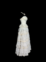 Vintage Ball Gown Strapless White Lace Prom Gown Fairy Prom Dresses SD2921