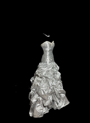 Aesthetic Mermaid Sweetheart Neckline Gray Taffeta Prom Dress Ruffle Long Party Dress SD2922