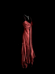 Vintage Mermaid Spaghetti Straps Satin Burgundy Prom Gown Fairy Prom Dresses SD2923