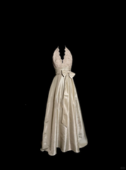 Vintage A line V Neckline Champagne Lace Prom Gown Fairy Prom Dresses SD2924