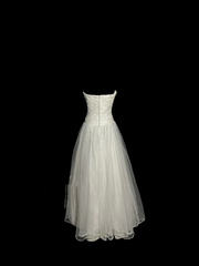 Vintage Ball Gown Strapless Tulle White Prom Gown Fairy Prom Dresses SD2932