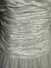 Vintage Ball Gown Strapless Tulle White Prom Gown Fairy Prom Dresses SD2932