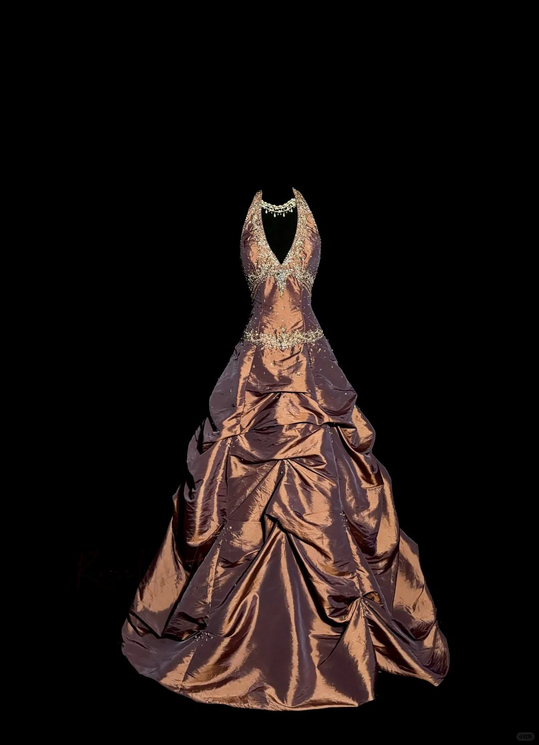 Vintage Ball Gown Halter Brown Sleeveless Long Prom Gown Fairy Prom Dresses SD2933