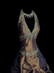 Vintage Ball Gown Halter Brown Sleeveless Long Prom Gown Fairy Prom Dresses SD2933