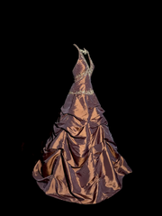 Vintage Ball Gown Halter Brown Sleeveless Long Prom Gown Fairy Prom Dresses SD2933