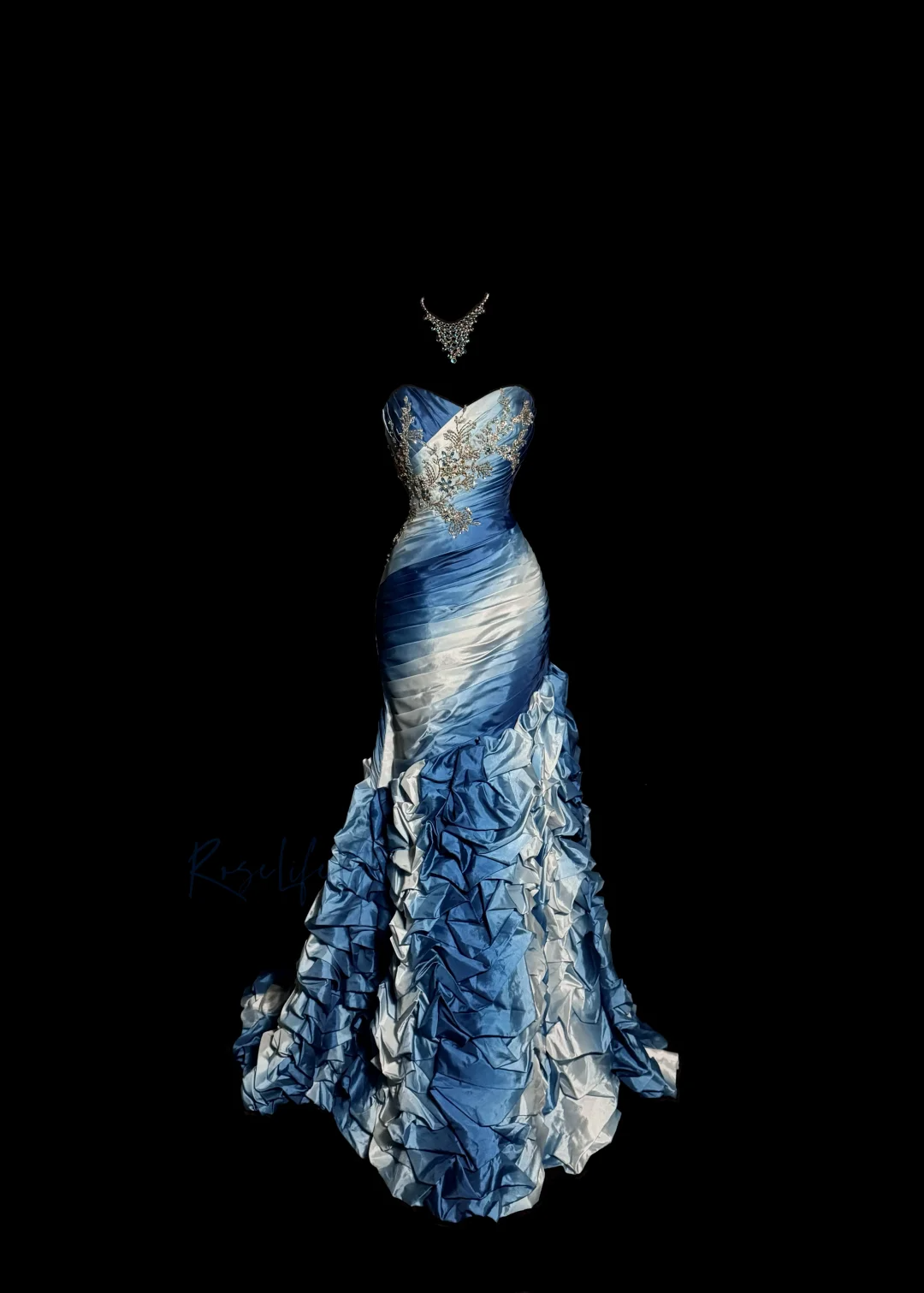 Vintage Mermaid Sweetheart Sleeveless Long Blue Prom Gown Fairy Prom Dresses SD2934