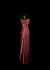 Aesthetic Mermaid Spaghetti Straps Burgundy Prom Dress Ruffle Long Party Dress SD2935