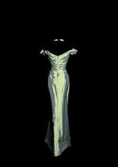 Vintage Mermaid Off The Shoulder Green Long Prom Gown Fairy Prom Dresses SD2945