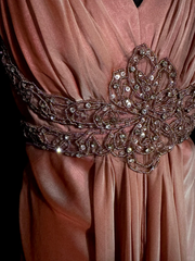 Vintage Mermaid V Neckline Pink Backless Long Prom Gown Fairy Prom Dresses SD2956