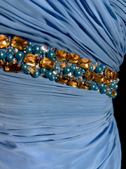 Vintage Mermaid Sweetheart Blue Chiffon Long Prom Gown Fairy Prom Dresses SD2957