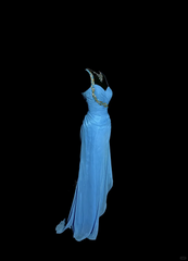 Vintage Mermaid Sweetheart Blue Chiffon Long Prom Gown Fairy Prom Dresses SD2957