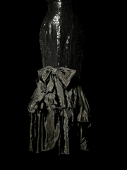 Vintage Mermaid Sweetheart Black Sequin Long Prom Gown Fairy Prom Dresses SD2961