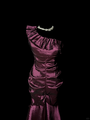 Vintage Mermaid One Shoulder Sleeveless Long Prom Gown Fairy Prom Dresses SD2962