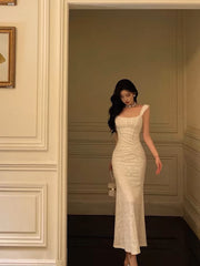 Sexy Mermaid Straps White Lace Prom Dresses Birthday Outfits SD306