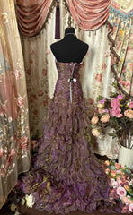 Classy Mermaid Strapless Ruffles Long Evening Dress Prom Dresses SD3818