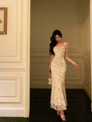 Gorgeous Sheath Spaghetti Straps Date Night Dress Floral Prom Dresses Birthday Outfit SD729