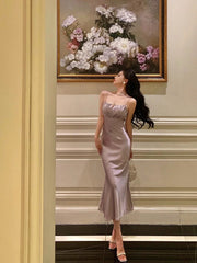 Stunning Mermaid Spaghetti Straps Lilac Date Night Dress Prom Dresses Birthday Outfit SD833