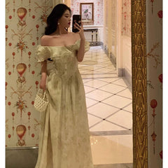 Sexy A Line Off The Shoulder Short Sleeves Floral Prom Dresses Birthday Outfits Evening Gown SD952