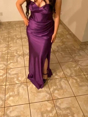 Mermaid Purple Strapless Satin Prom Dress Wedding Guest Dresses