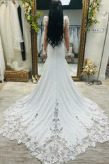 Mermaid White Strapless Wedding Dress with Detachable Sleeves