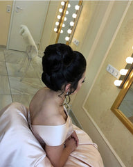 Sexy V-neck Long Satin Ball Gowns Prom Dresses Floor Length Evening Gowns