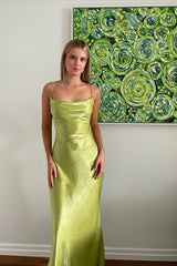 Simple Sheath Spaghetti Straps Light Green Long Party Dresses