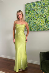 Simple Sheath Spaghetti Straps Light Green Long Party Dresses