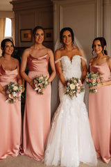Spaghetti Straps Elegant Pink floor Lenght Long Bridesmaid Dress/Formal Women's Dresses