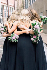 Spaghetti Straps Long Black Bridesmaid Wedding Party Dress/Formal Women's Dresses
