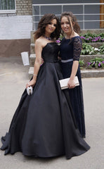 Strapless Bodice Satin Prom Ball Gown Dresses Floor Length