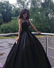 Strapless Bodice Satin Prom Ball Gown Dresses Floor Length