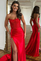 Strapless Mermaid Applique Long Prom Dress,AST951