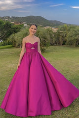 Sweetheart A-Line Fuchsia Evening Party Dress,AST1702
