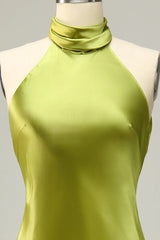 Halter Open Back Long Bridesmaid Dress