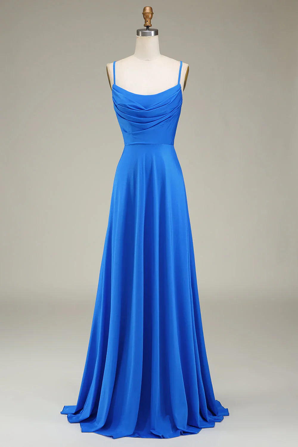 Spaghetti Straps A-Line Prom Bridesmaid Dresses With Pleated