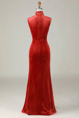Mermaid Velvet Sleeveless Bridesmaid Dress