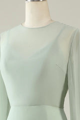 Round Neck Backless Bridesmaid Dresses With Long Sleeves