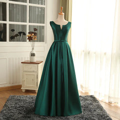 Simple Pretty Green Satin Long Party Dress Prom Dress Evening Formal Dress Sleeveless Elegant Wholesale